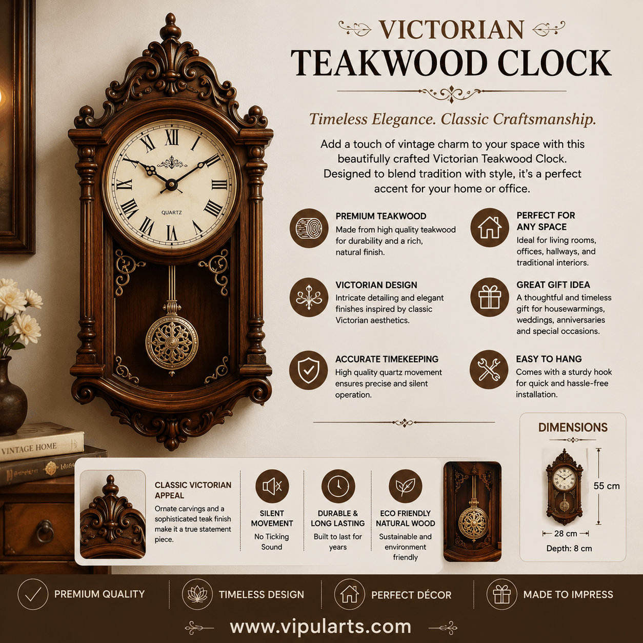 Victorian Teakwood Clock